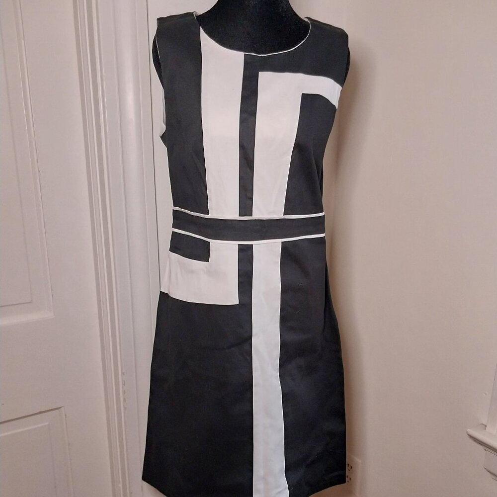 Colorblock Black and White Cotton Dress